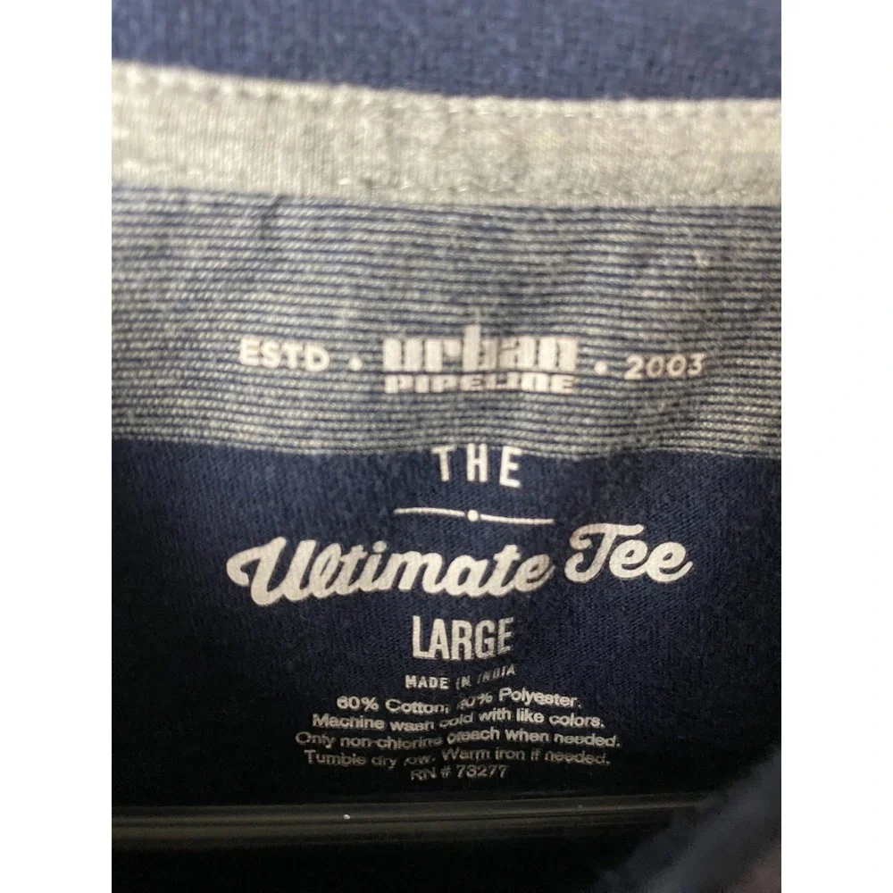 Urban Pipeline Boys Large Striped Long Sleeve Shirt Navy Gray